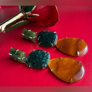 Natasha Couture Green and Amber Earrings